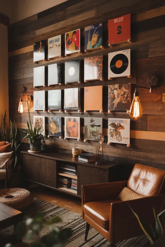 Rustic Wood Display Wall for Warm Character