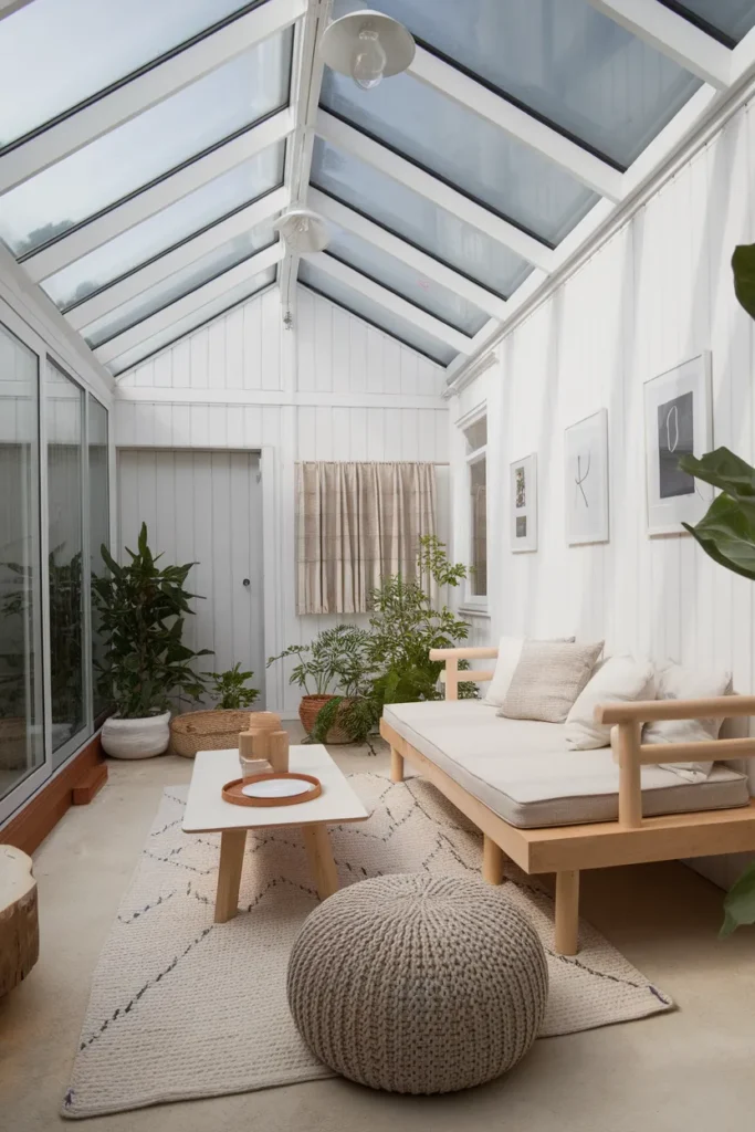 Scandinavian Solarium with Bright Light and Cozy Textures
