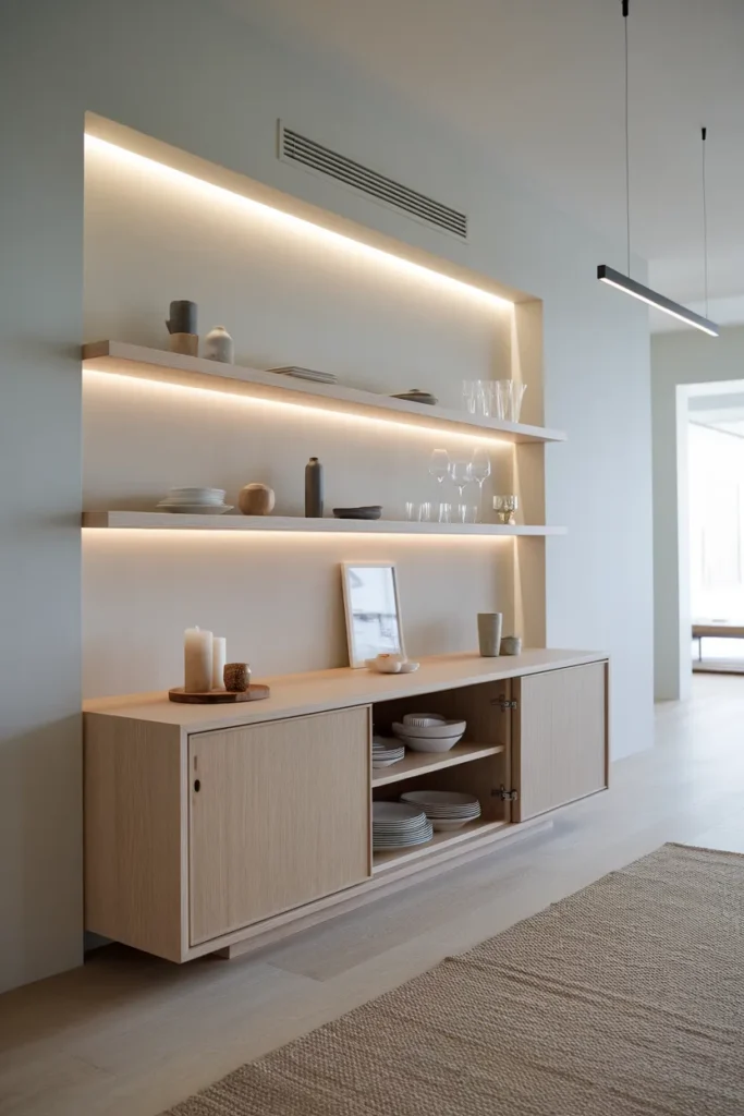 24 Dining Room Cabinet Ideas That Add Style, Storage, And Serious Charm 20 Slim Floating Shelf Cabinet Combo