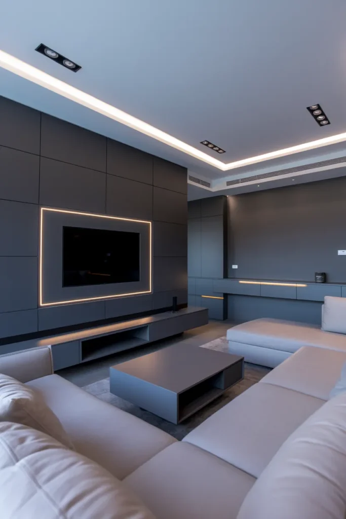 20 Trendy TV Wall Design Ideas to Elevate Your Home Aesthetic Effortlessly 21 Smart TV Wall with LED Strip Lighting and Hidden Wiring