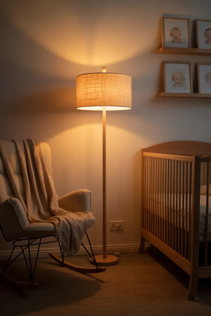 19 Nursery Lighting Ideas That Instantly Turn Baby Rooms Into Cozy Wonderlands 4 Soft Beam Floor Lamp for Nighttime Comfort