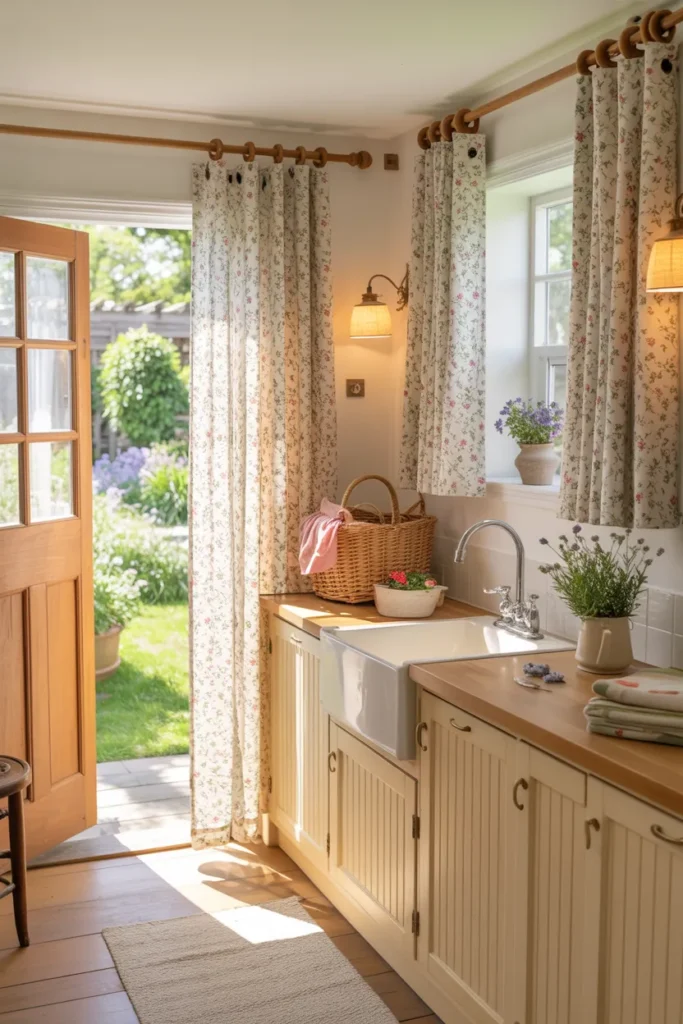 Soft Floral Curtains For a Quiet Cottage Touch