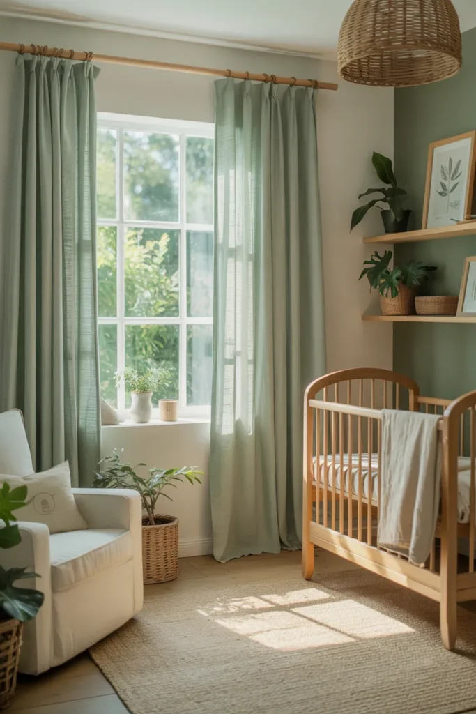Soft Green Curtains for a Nature-Inspired Feel