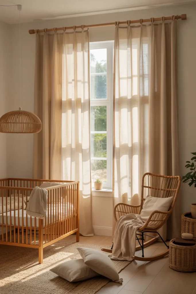 Soft Linen Panels for a Calm Nursery