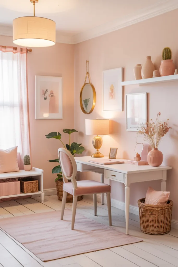 Soft Pastel Boho Home Office
