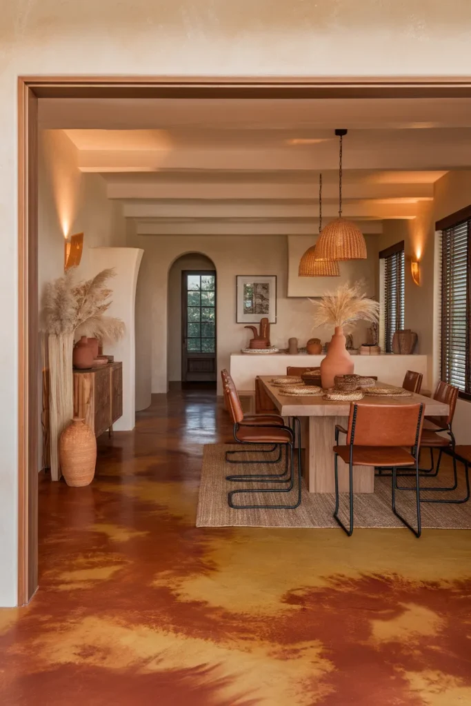 Stained Concrete Floors with Warm Earthy Tones