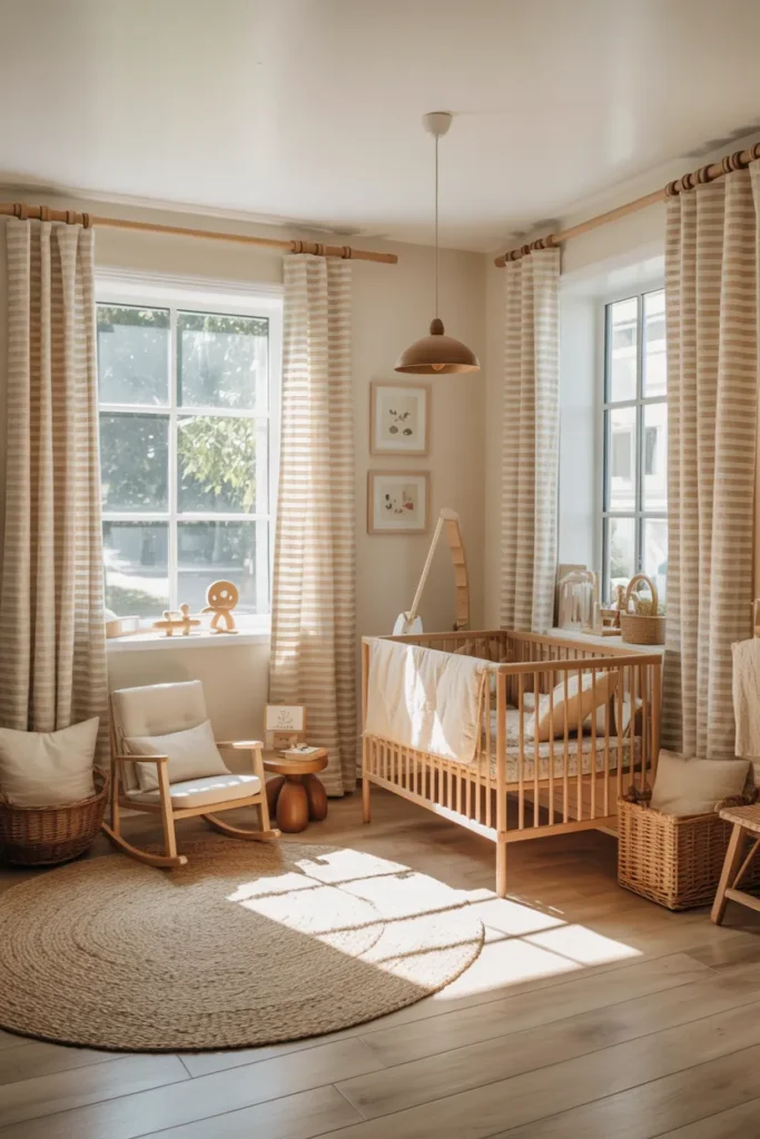 Striped Neutral Curtains for a Playful Touch