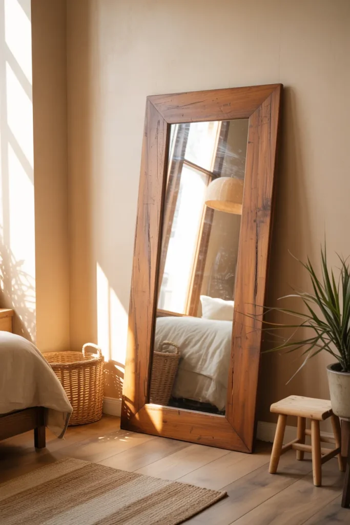 Vintage Mirrors Ideas That Transform Empty Walls Into Pure Magic 7 Tall Vintage Floor Mirror with Antique Wood Grain