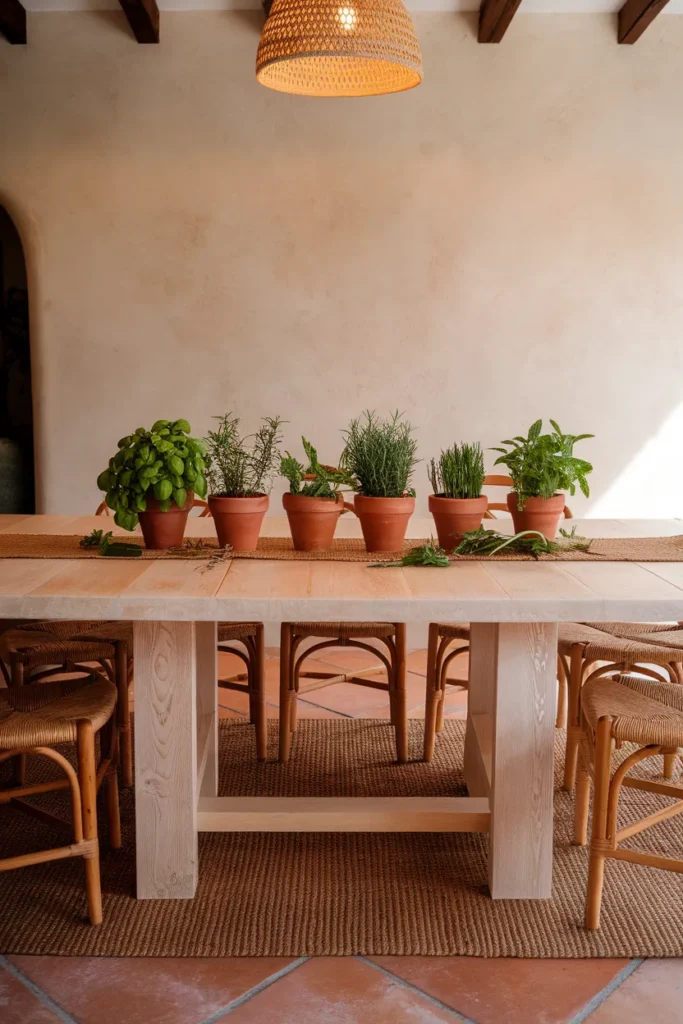 Terracotta Pots with Herbs for a Fresh Touch