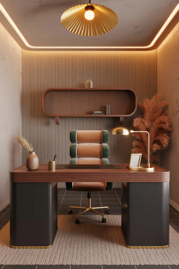 24 Modern Art Deco Home Office Ideas That Will Make You Actually Want to Work 10 Texture Over Everything