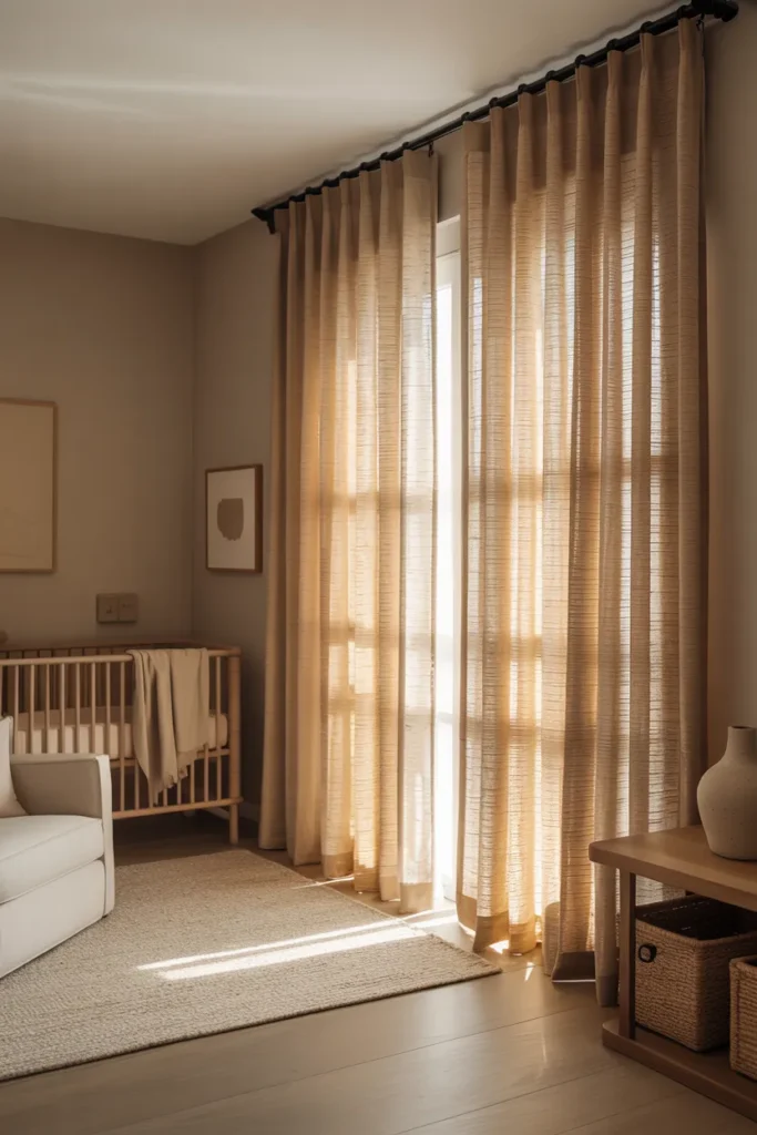 Textured Beige Curtains for a Cozy Minimalist Look