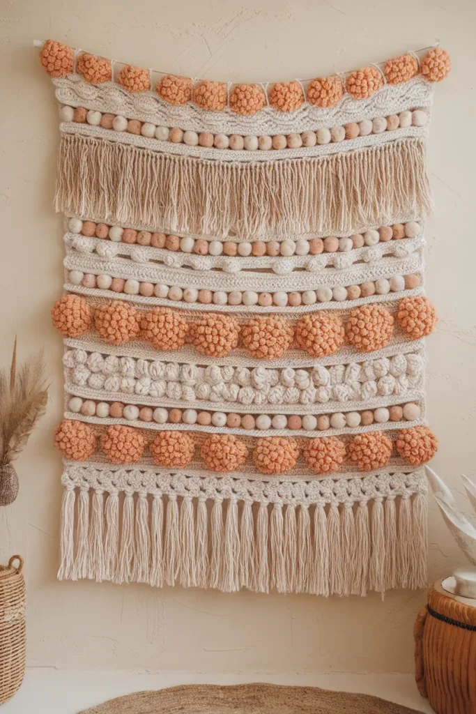 Textured Boho Crochet Wall Tapestry