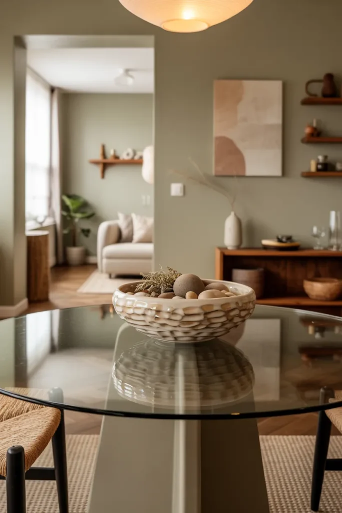 Glass Dining Table Decor Ideas That Transform Any Dining Room In Minutes 12 Textured Ceramic Bowl With Soft Earth Tones