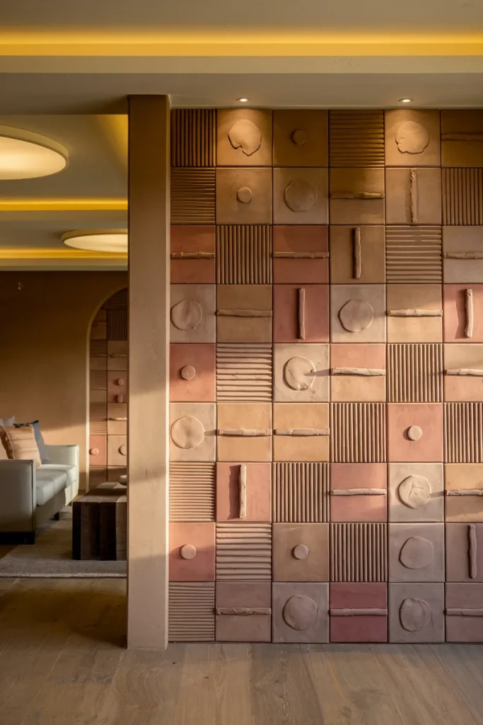 Textured Clay Wall Tiles in Earth Tones