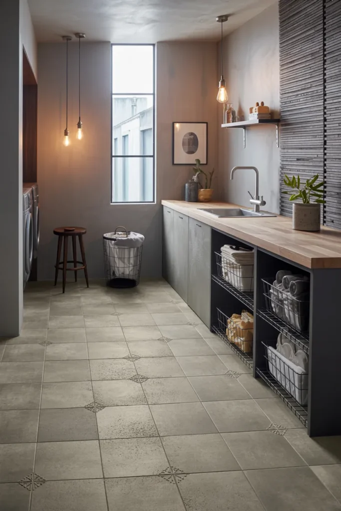 Trending Laundry Room Tile Ideas That Will Refresh Your Entire Home 7 Textured Concrete Tile For A Modern Industrial Touch