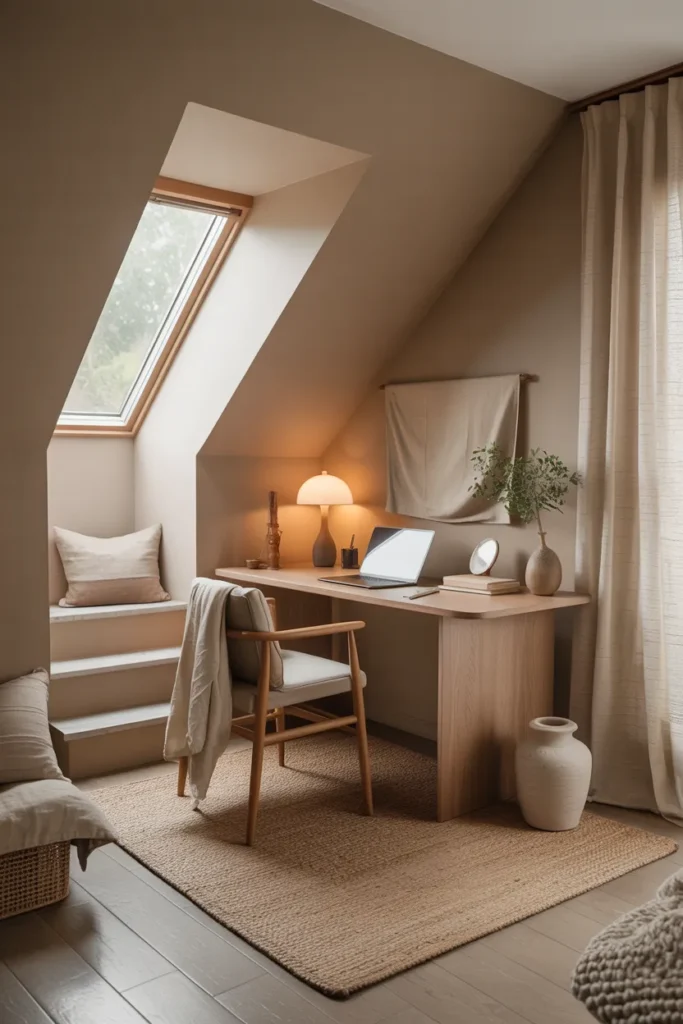 Textured Neutrals Attic Workspace