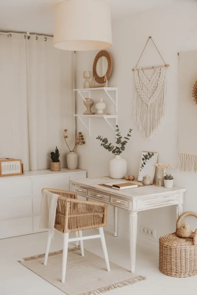 Textured White Boho Office