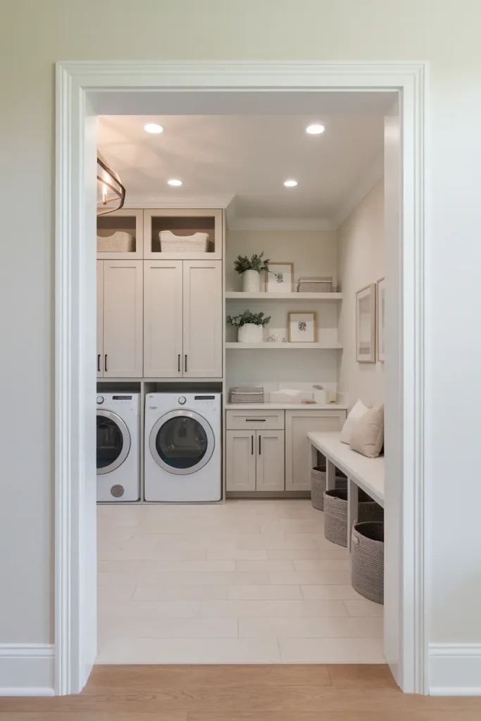 Transitional Laundry and Mudroom Combo