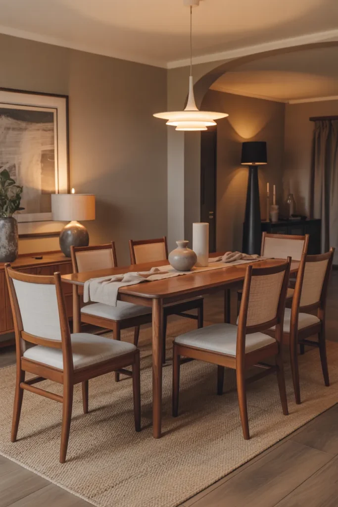 Transitional Wood and Fabric Dining Chairs