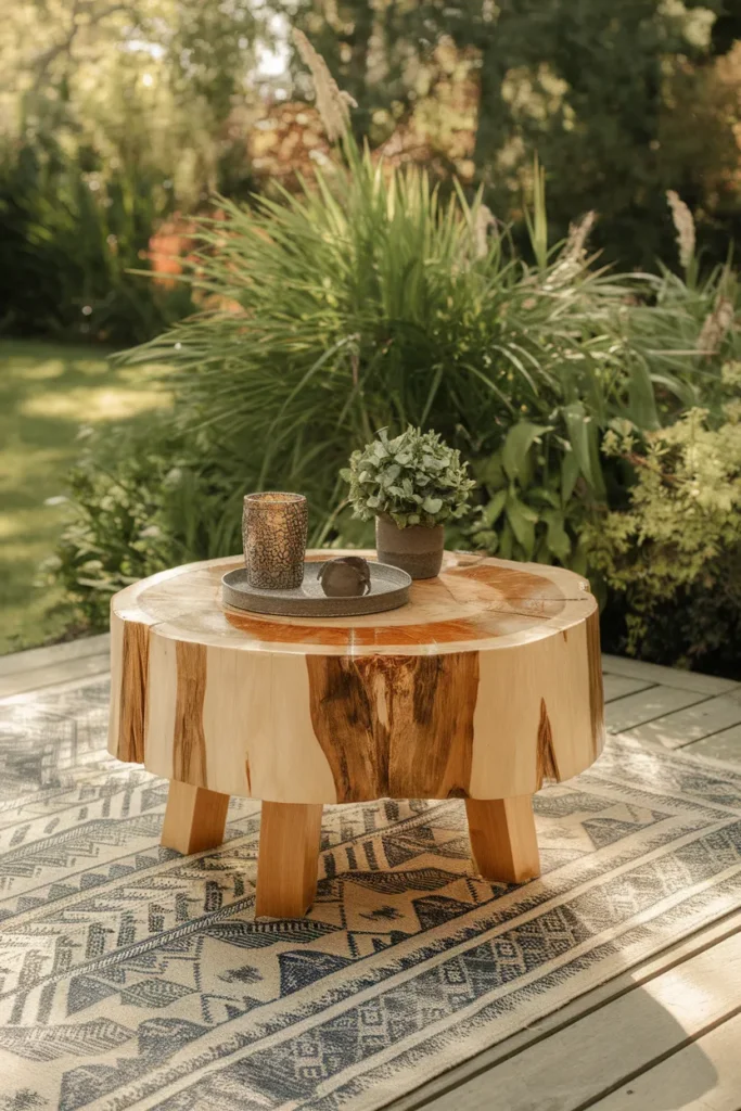 17 Easy Outdoor Coffee Table Projects You Can Build This Weekend 8 Tree Stump Coffee Table