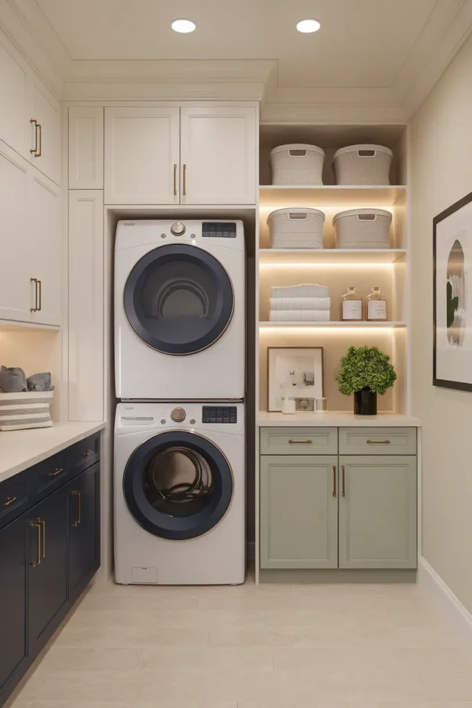 Two Tone Cabinet Laundry Design