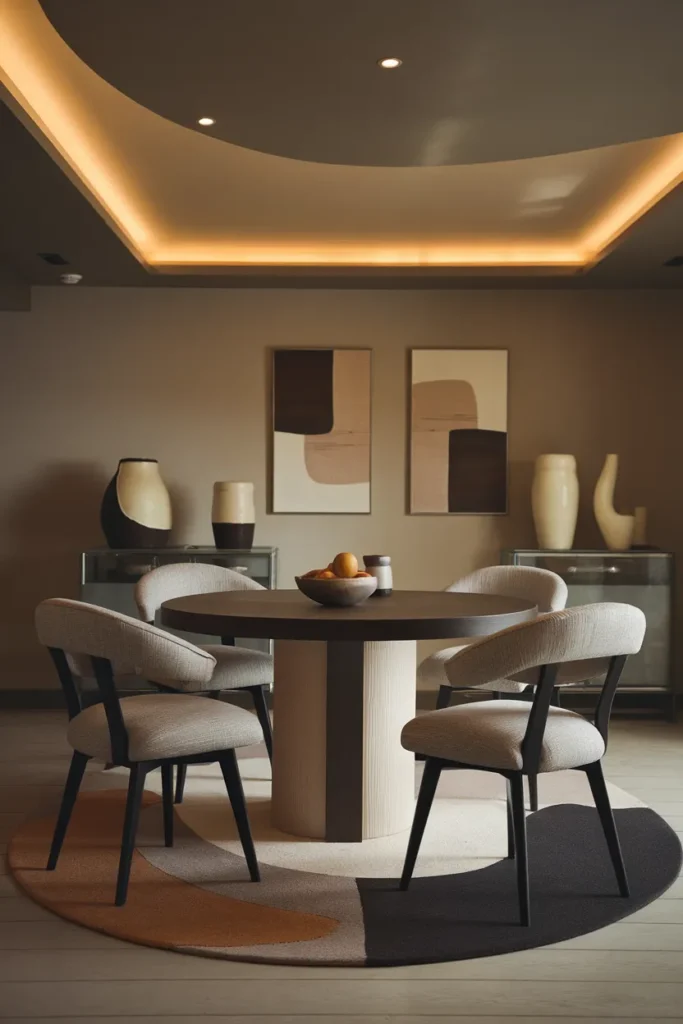 Two Tone Round Table for Visual Interest