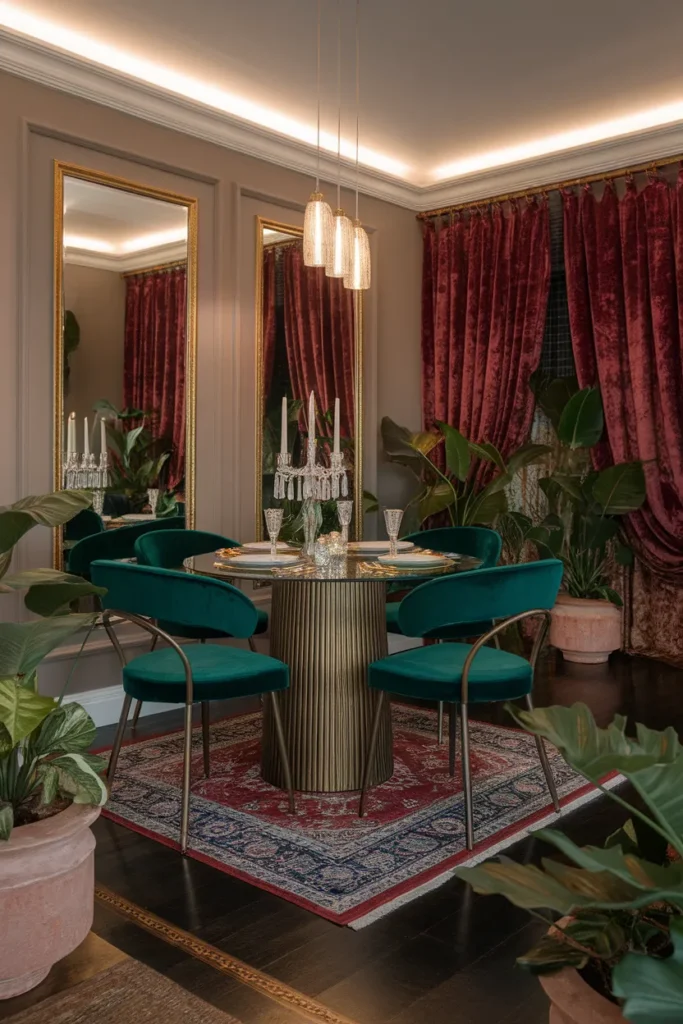 Velvet Dining Chairs and Rich Layered Textures