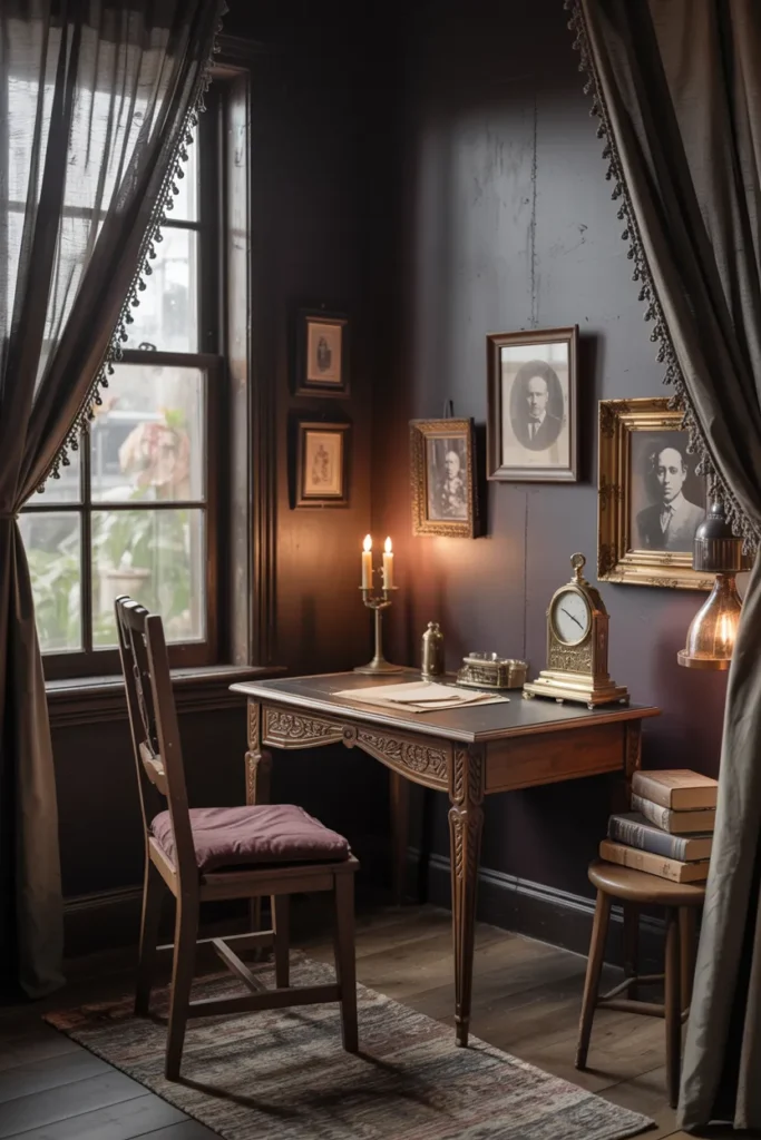 20 Gothic Home Office Ideas That Will Change Your Entire Workspace Vibe 4 Victorian Noir Writing Nook