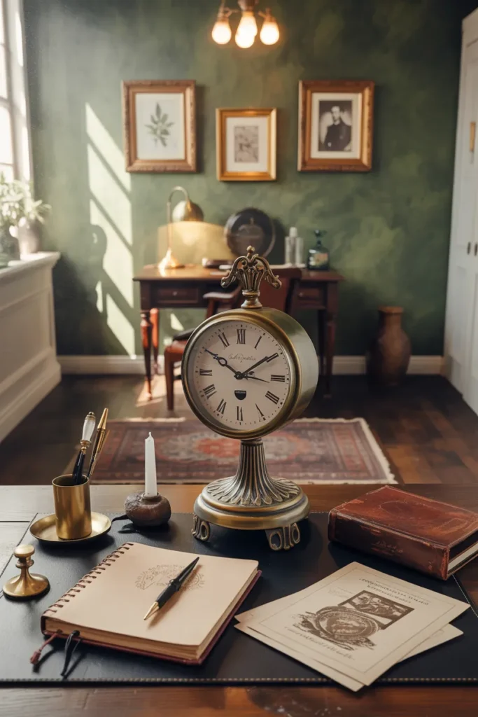 26 Victorian Home Office Ideas That Transform Any Workspace Into Pure Vintage Magic 27 Victorian Style Desk Clock With Gentle Ticking