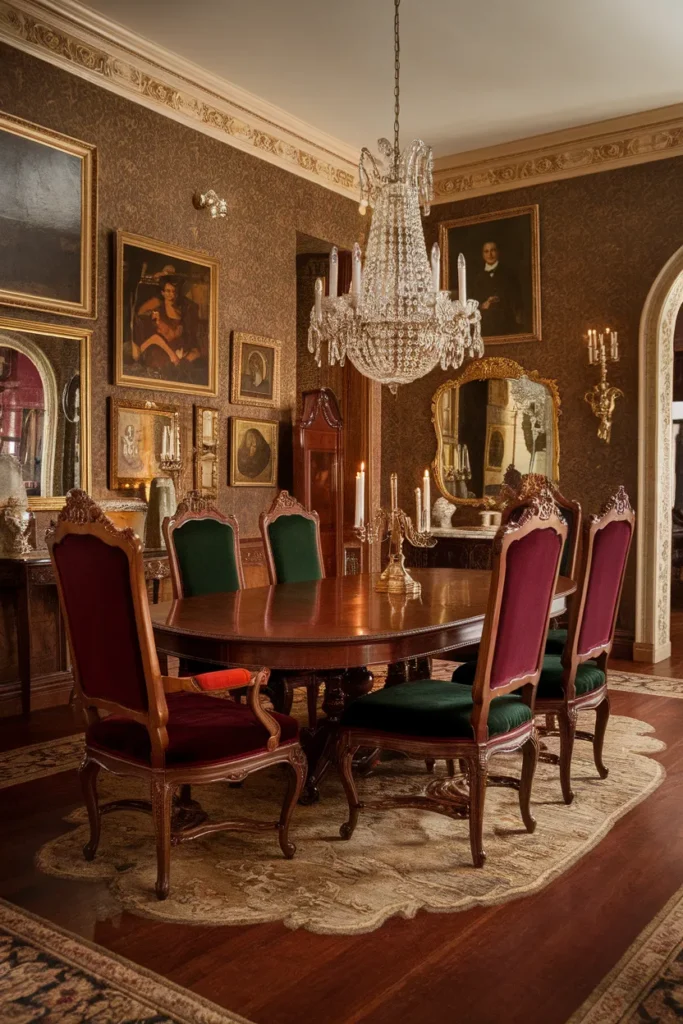 20 Vintage Dining Room Ideas That Bring Timeless Charm to Your Home 3 Victorian Style Dining with Ornate Details