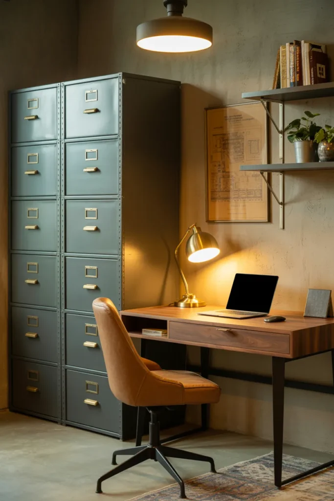 30 Modern Industrial Home Office Ideas That Redefine Style and Productivity 22 Vintage Filing Cabinets With Modern Touches