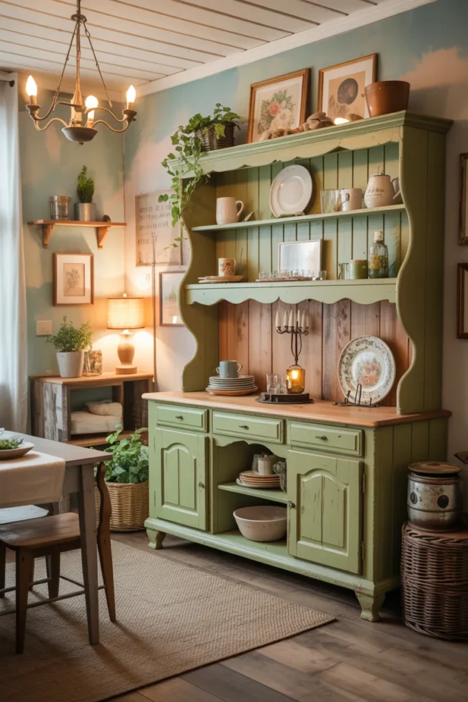24 Dining Room Cabinet Ideas That Add Style, Storage, And Serious Charm 6 Vintage Painted Hutch With Character