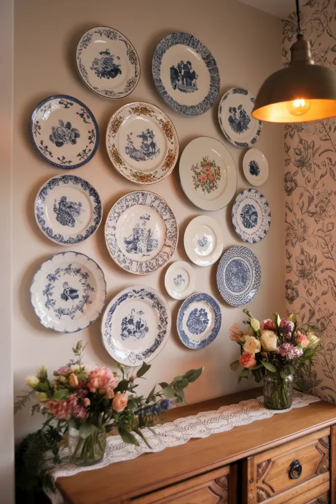 Vintage Plates Displayed Like Art
