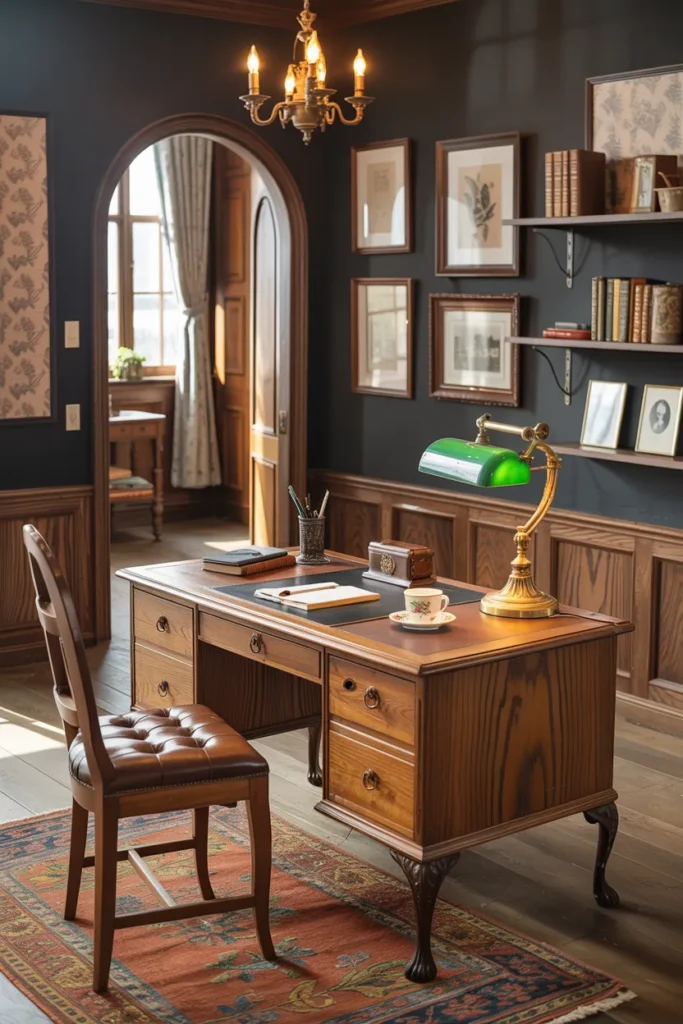Vintage Wood Desk with Old School Charm
