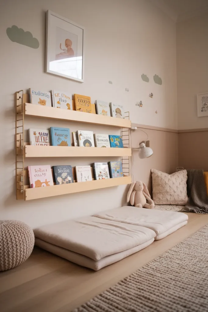 Wall-Mounted Bookshelf for Bedtime Stories