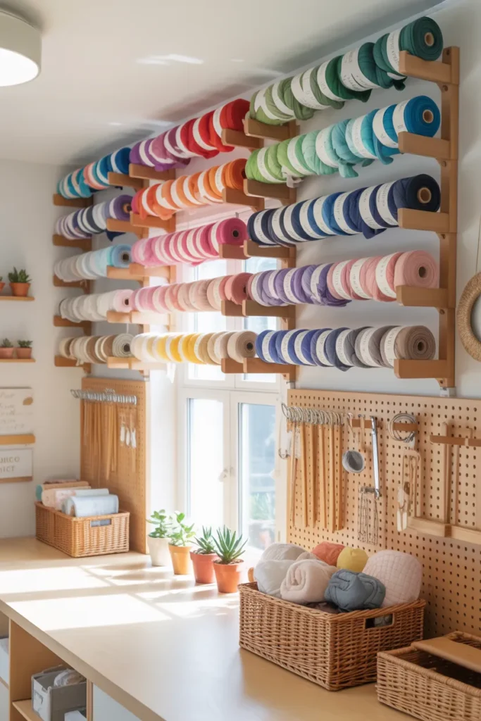 Wall-Mounted Ribbon and Yarn Holders