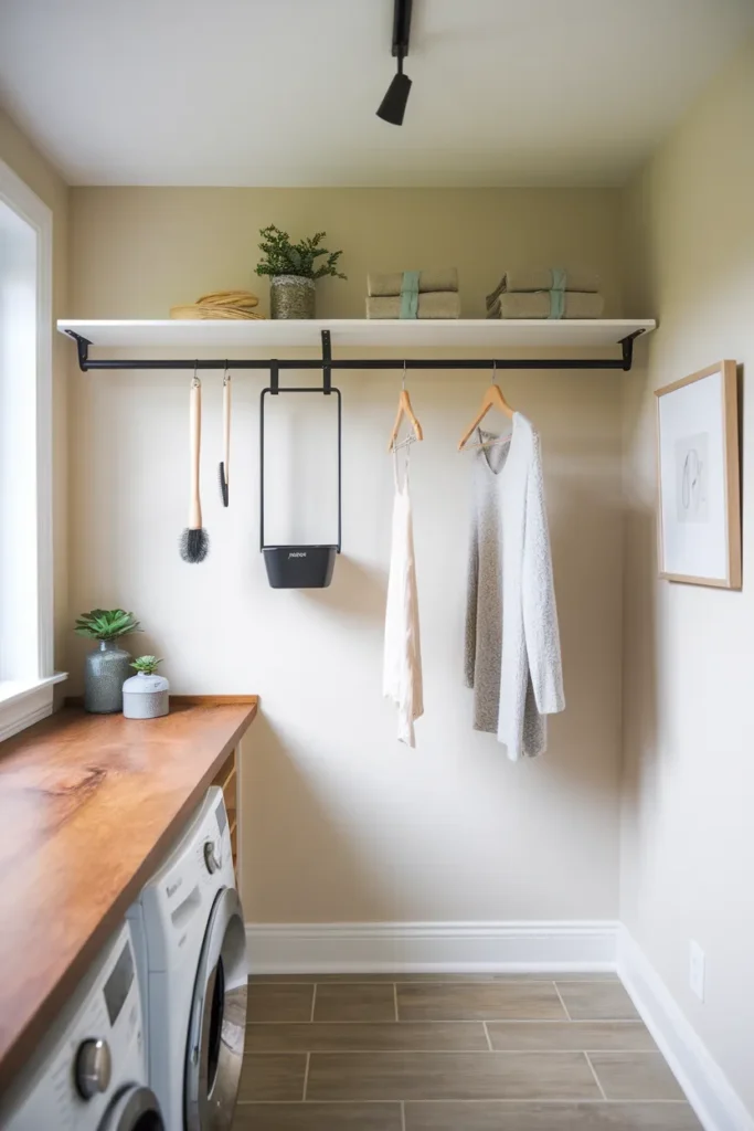 Wall Rail with Hooks and Drying Bar