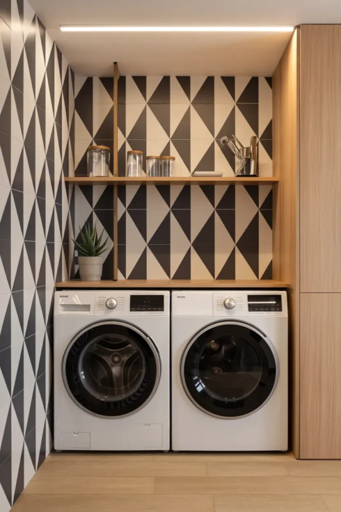 DIY Laundry Room Makeover Ideas Will Make Guests Think You’re Rich! 4 Wallpaper Accent Laundry Wall