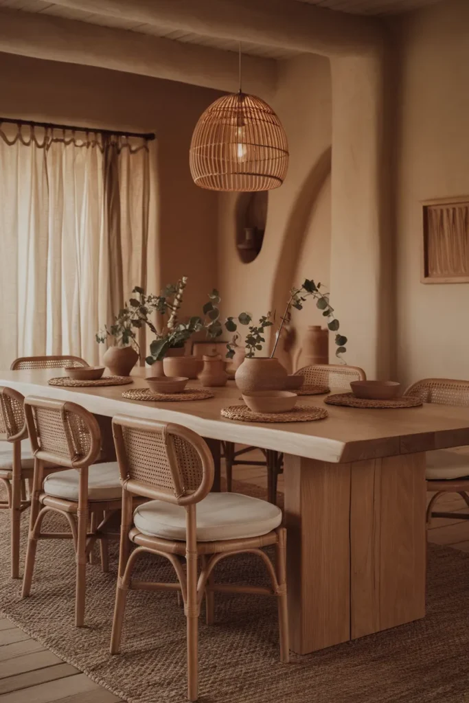 Warm Wood Dining Room with Natural Luxury