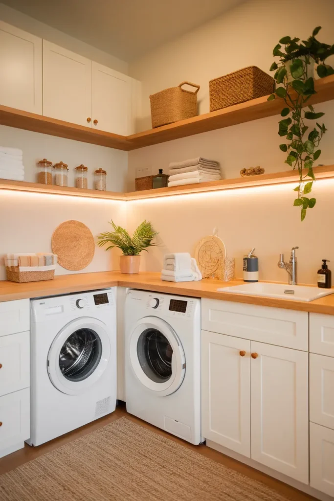 Warm Wood Laundry Aesthetic