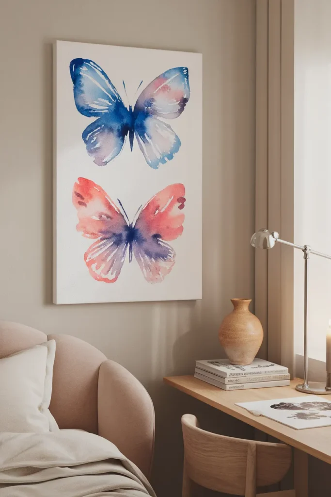 Watercolor Butterfly Canvas Set