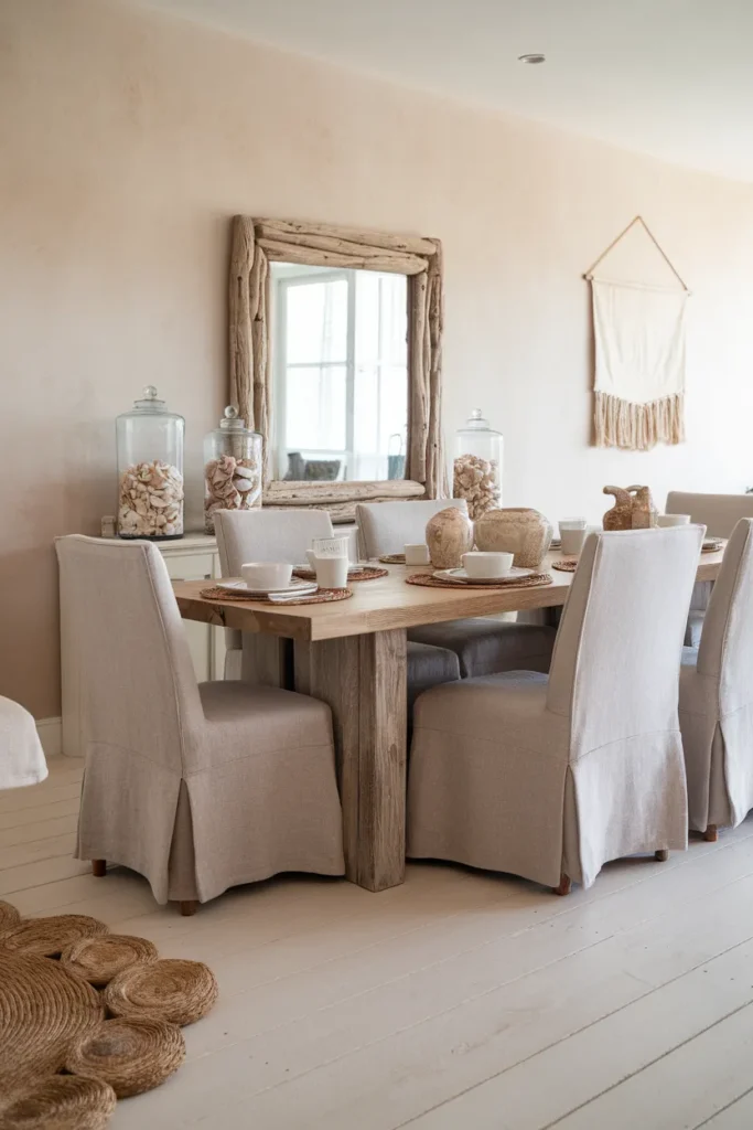 30 Coastal Dining Room Ideas That Bring the Beach Straight Into Your Home 3 Weathered Driftwood Tones For A Breezy Mood