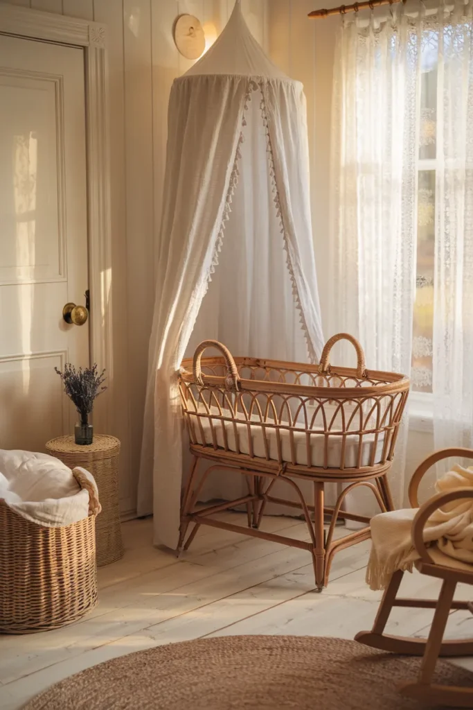 Wicker Bassinet Beside The Window