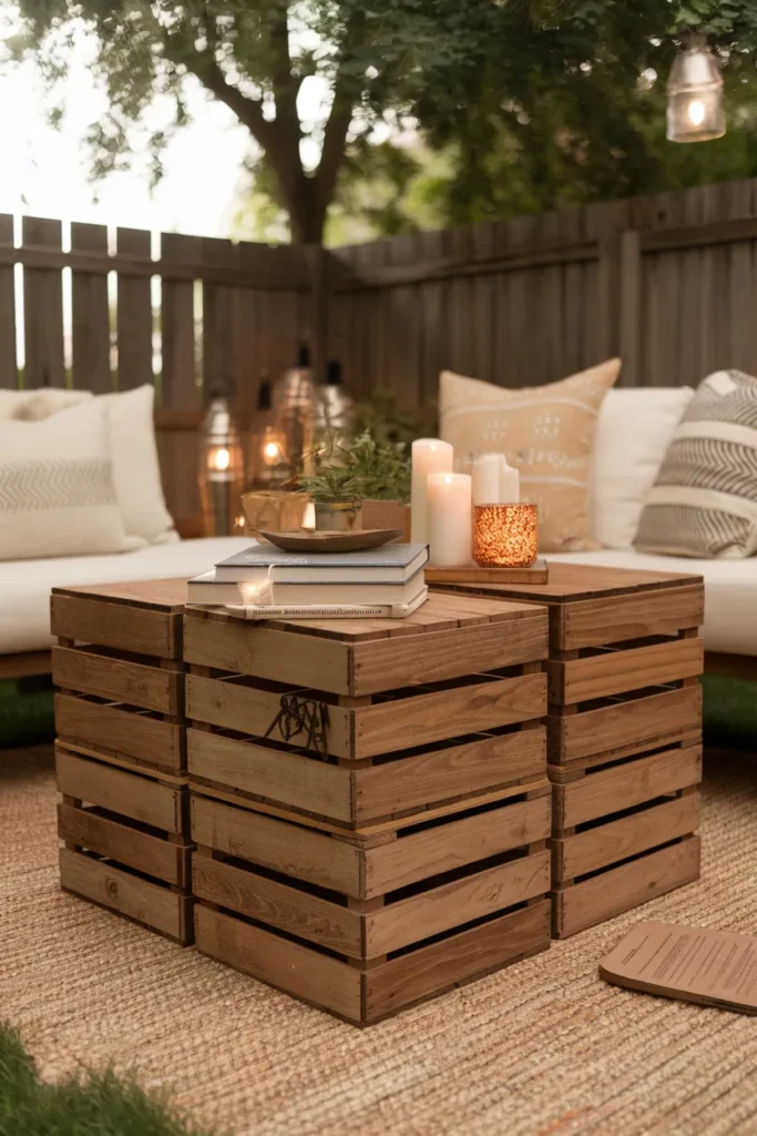 17 Easy Outdoor Coffee Table Projects You Can Build This Weekend 4 Wooden Crate Stack Coffee Table