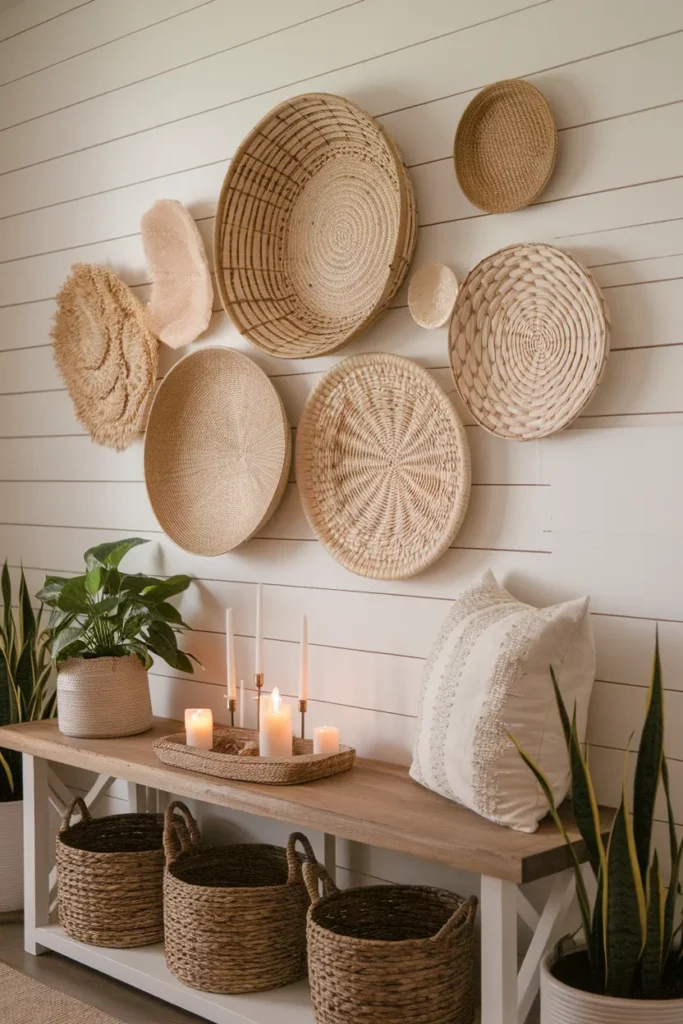 Woven Basket Wall Art Display