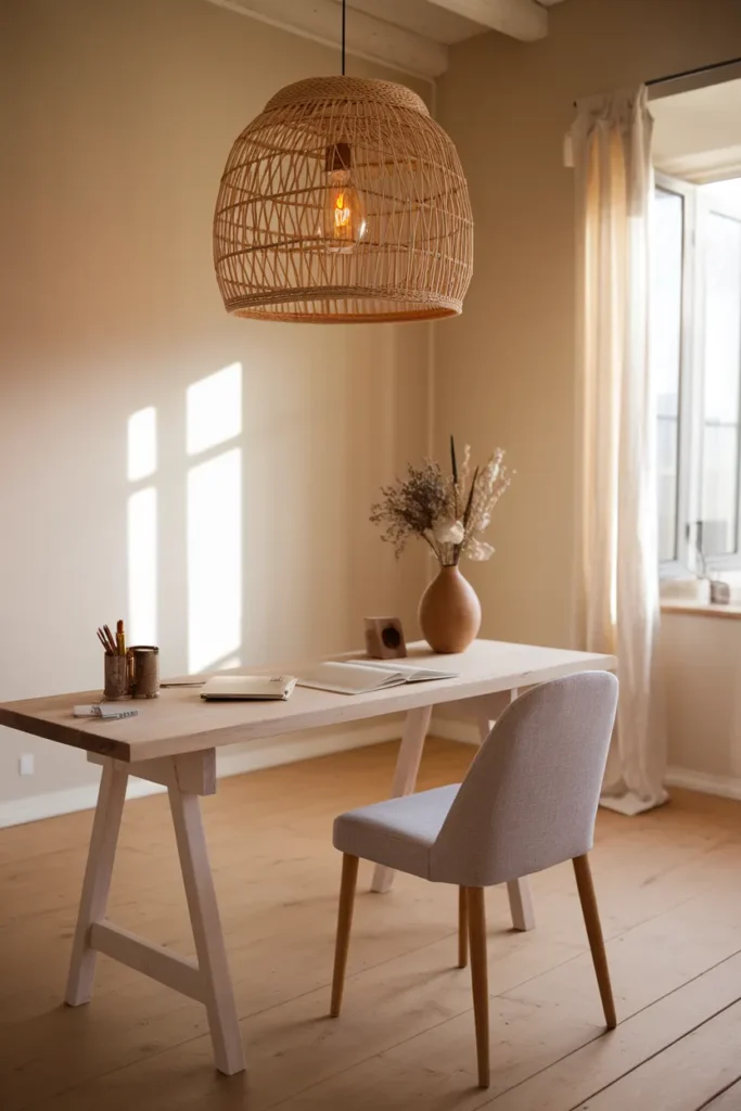 Woven Pendant Light for Soft Rustic Glow