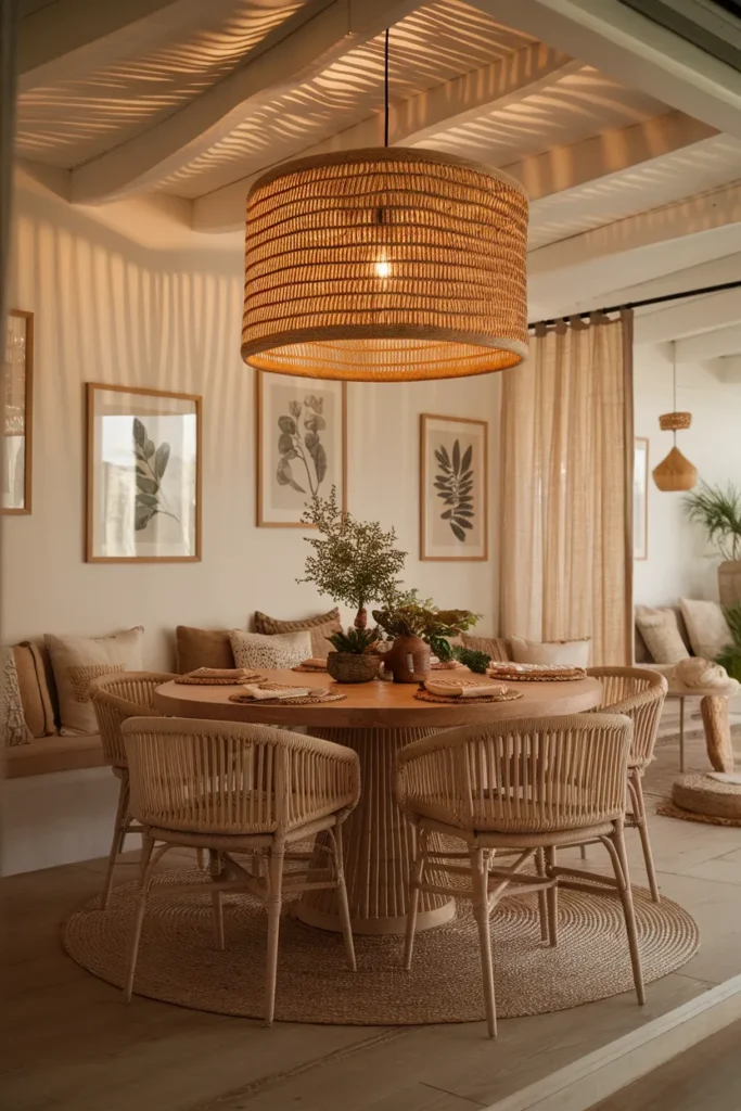 Woven Rattan Drum Light for Natural Warmth