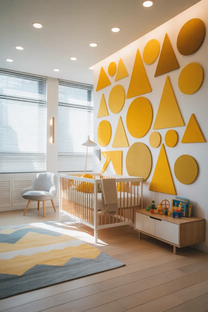 Soft, Bright, and Beautiful: Trending Yellow Nursery Ideas You’ll Fall in Love With 9 Yellow Geometric Wall Art
