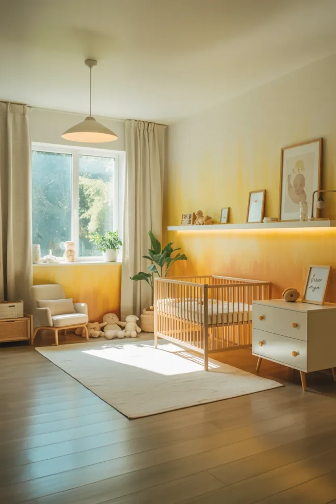 Soft, Bright, and Beautiful: Trending Yellow Nursery Ideas You’ll Fall in Love With 12 Yellow Ombre Wall Effect